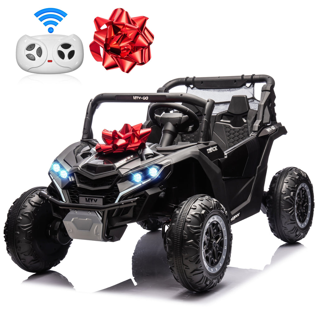 24V 2-Seater Kids Ride-On UTV with Parent Remote Control – 4WD Electric Off-Road Vehicle with 3 Speeds, LED Lights, Bluetooth Music & Suspension for Boys & Girls Ages 3-8