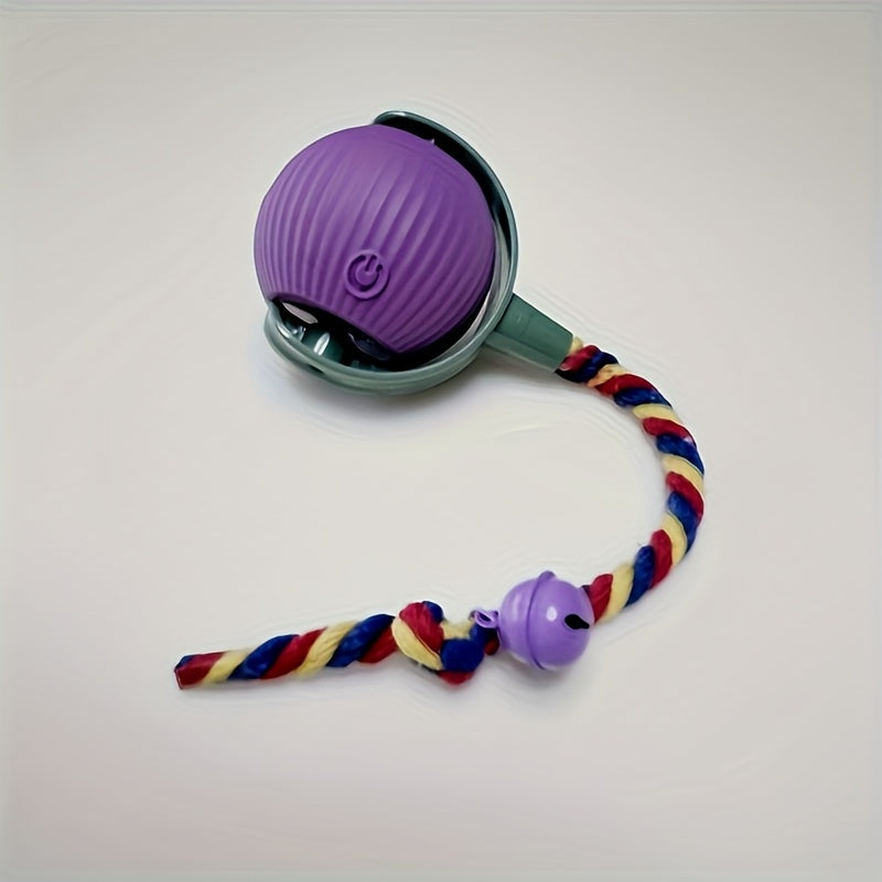 Rechargeable Automatic Cat Toy Ball with Bell & Colorful Tail – Intelligent Electric Boredom-Relieving Chase Toy for Cats & Dogs, Self-Moving Interactive Pet Toy, Fun Indoor Play for Kittens & Puppies