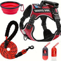 Reflective Dog Harness Vest with Leash Shock-Absorbing No-Pull Pet Harness with Night Vision Reflective Strips Comfortable Vest Style for Small Medium Large Dogs