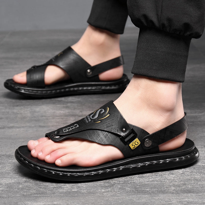 Men's Hiking Sandals with Arch Support – Slip-On Sports Beach Walking Sandals, Lightweight Casual Outdoor Shoes, Black Grey Brown, Sizes US 7–13.5, All Season Comfort