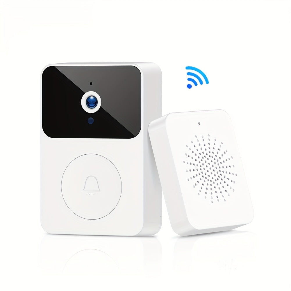 Wireless Video Doorbell Camera with HD Night Vision, Motion Alerts & Two-Way Audio – Smart WiFi Doorbell, Remote Mobile View, Voice Changer, Rechargeable Battery, 2.4GHz, Home Security