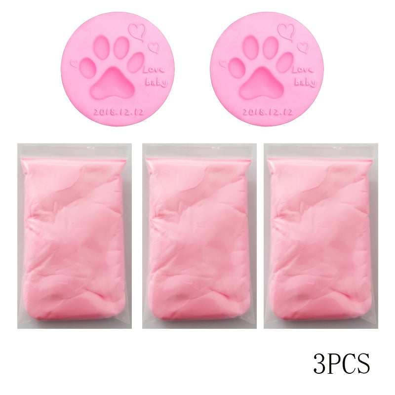 Pet Paw Print Keepsake Kit 3 Pack - Soft Clay for Dog Cat Paw Prints & Fingerprint Impressions, Handprint Footprint Memorial Gift for Pet Loss, 2.33oz per Bag