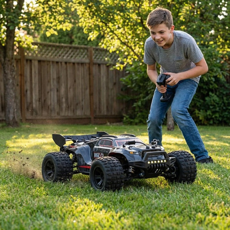 4WD Metal Explorer RC Off-Road Truck with Carbon Brush Motor – Heavy-Duty All-Terrain Remote Control Car, Realistic Driving Physics, Desert Dunes to Forest Trails, RC Vehicle for Adults & Hobbyists