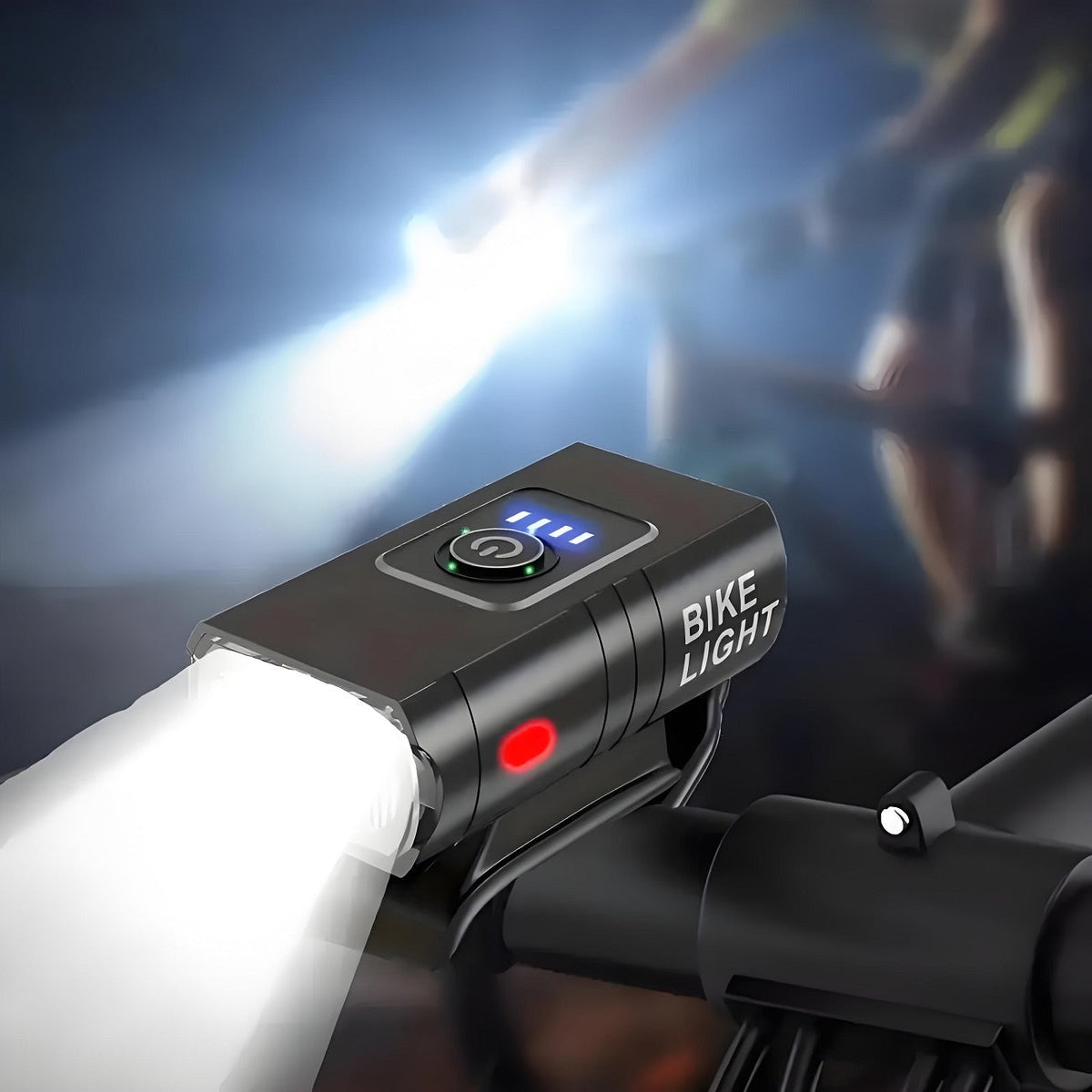 USB Rechargeable LED Bike Light Set with Whistle – 1500 Lumen 6+4 Modes Front & Rear Bicycle Lights, Power Display, Portable Safe Night Cycling Headlight & Taillight