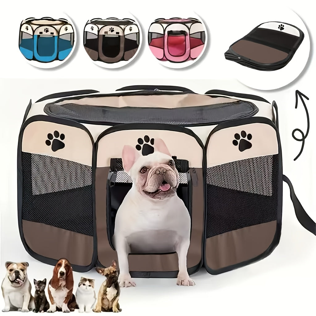 Portable Foldable Pet Playpen for Dogs Cats Rabbits – Octagon Puppy Playpen Indoor Outdoor, 8-Panel Exercise Pen for Small Medium Animals, Easy Setup No Tools Required