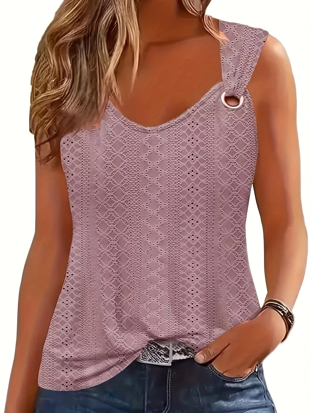 Women's V-Neck Sleeveless Tank Top – Casual Loose Comfortable Summer Vest, Trendy Lightweight Tops for Women, 5 Colors, Sizes S-XL, Everyday Casual Wear