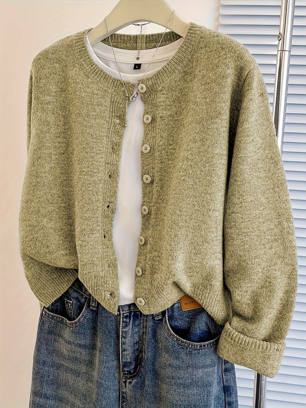 Women's Open Front Cardigan Sweater Button Closure Long Sleeve Knit Soft Cozy Casual Versatile Outerwear Fall Winter Fashion Jacket