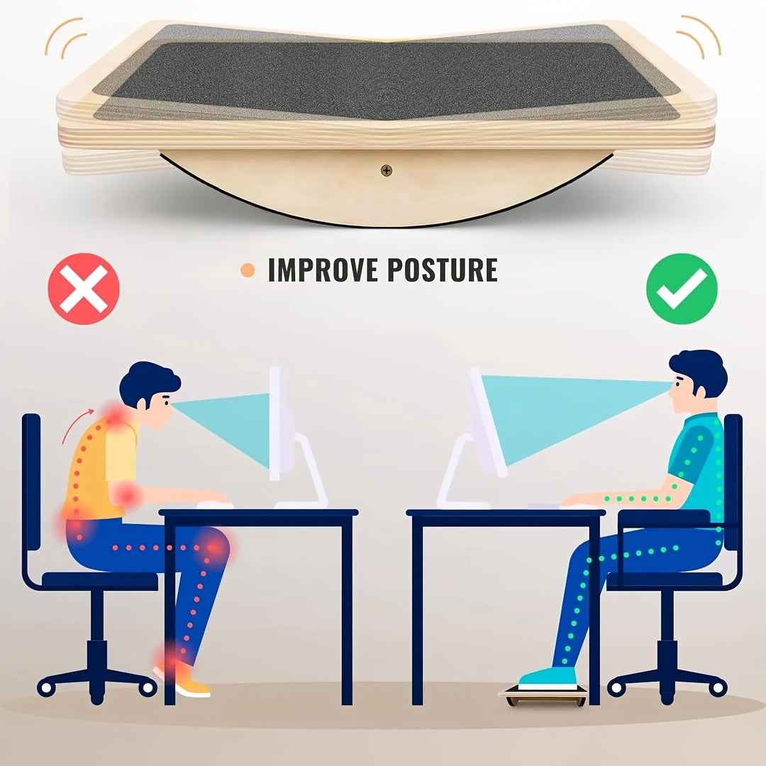 Balance Board for Adults - Wobble Board Wooden Anti-Slip Rocker Board for Core Strength, Physical Therapy, Standing Desk & Balance Training, Supports 350 LBS