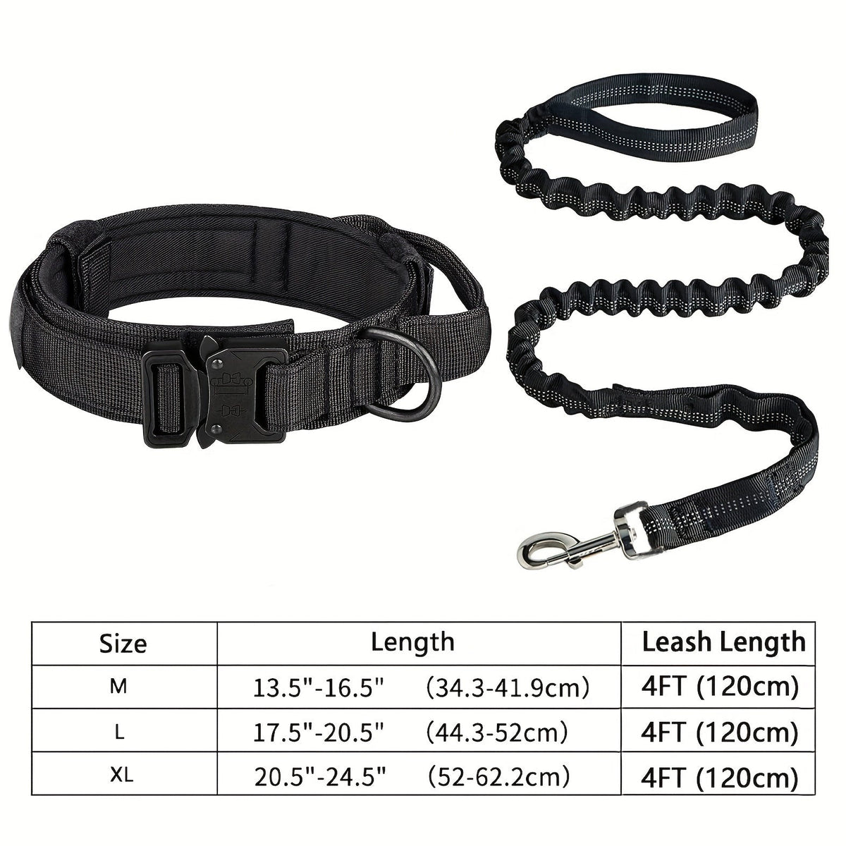 Heavy-Duty Tactical Dog Collar & Leash Set – Adjustable Military-Grade Nylon, Strong Durable Dog Collar with Handle for Training Walking Outdoor Adventures – Fits Small Medium Large Dogs