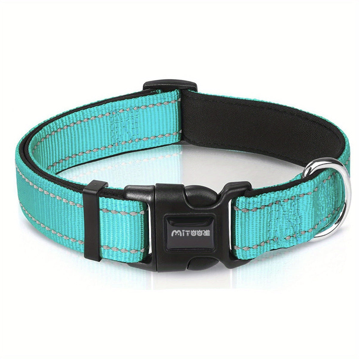Reflective Dog Collar with Quick-Release Buckle – Soft Neoprene Padded Breathable 1" Striped Dog Collar for Small Medium Large Dogs, Durable Polyester, Sizes XS–XL, 8 Vibrant Colors