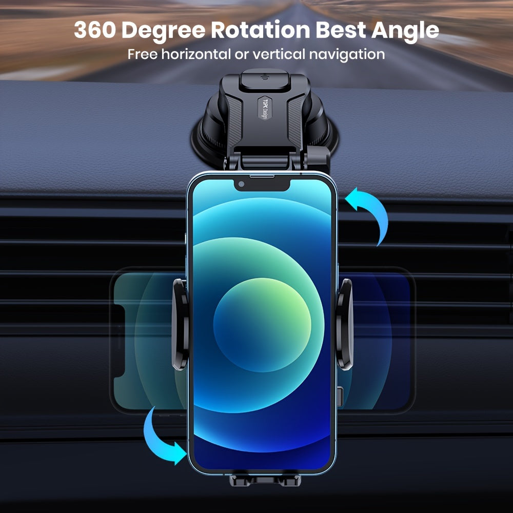 Car Phone Holder Mount – Upgraded 360° Rotation Dashboard & Windshield Cradle, Handsfree Universal Stand Compatible with iPhone 15 14 13, Samsung Galaxy, Android Phones | Velora