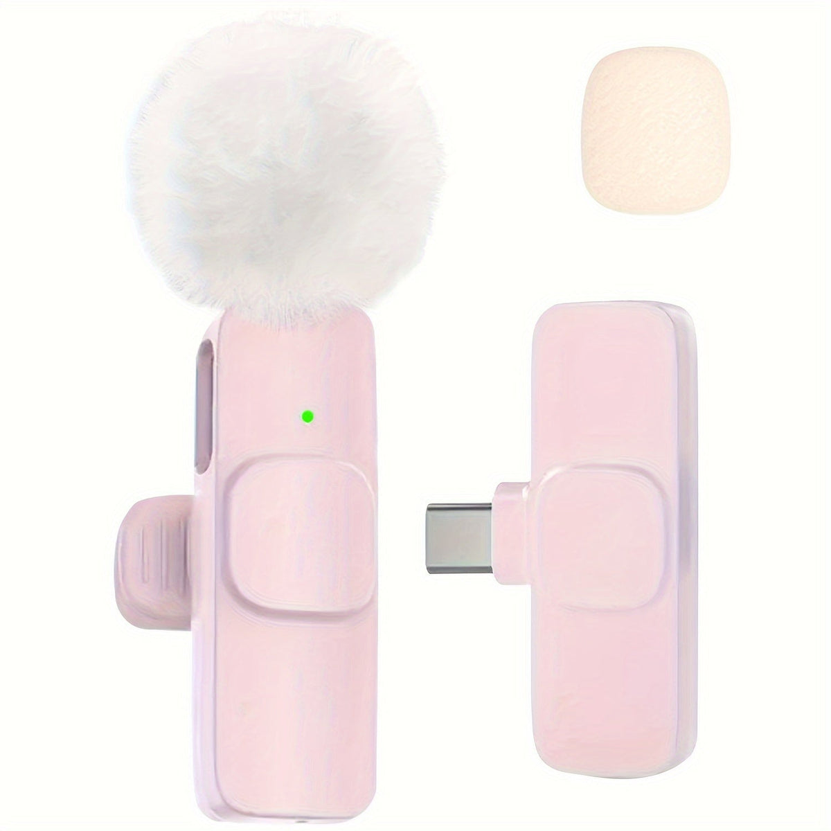 Clip-On Wireless Lavalier Microphone with 360° Omnidirectional Pickup, Noise Reduction & USB-C Rechargeable – 2-in-1 Voice Control for Streaming, Podcasts, Vlogging & Recording, Black & Pink