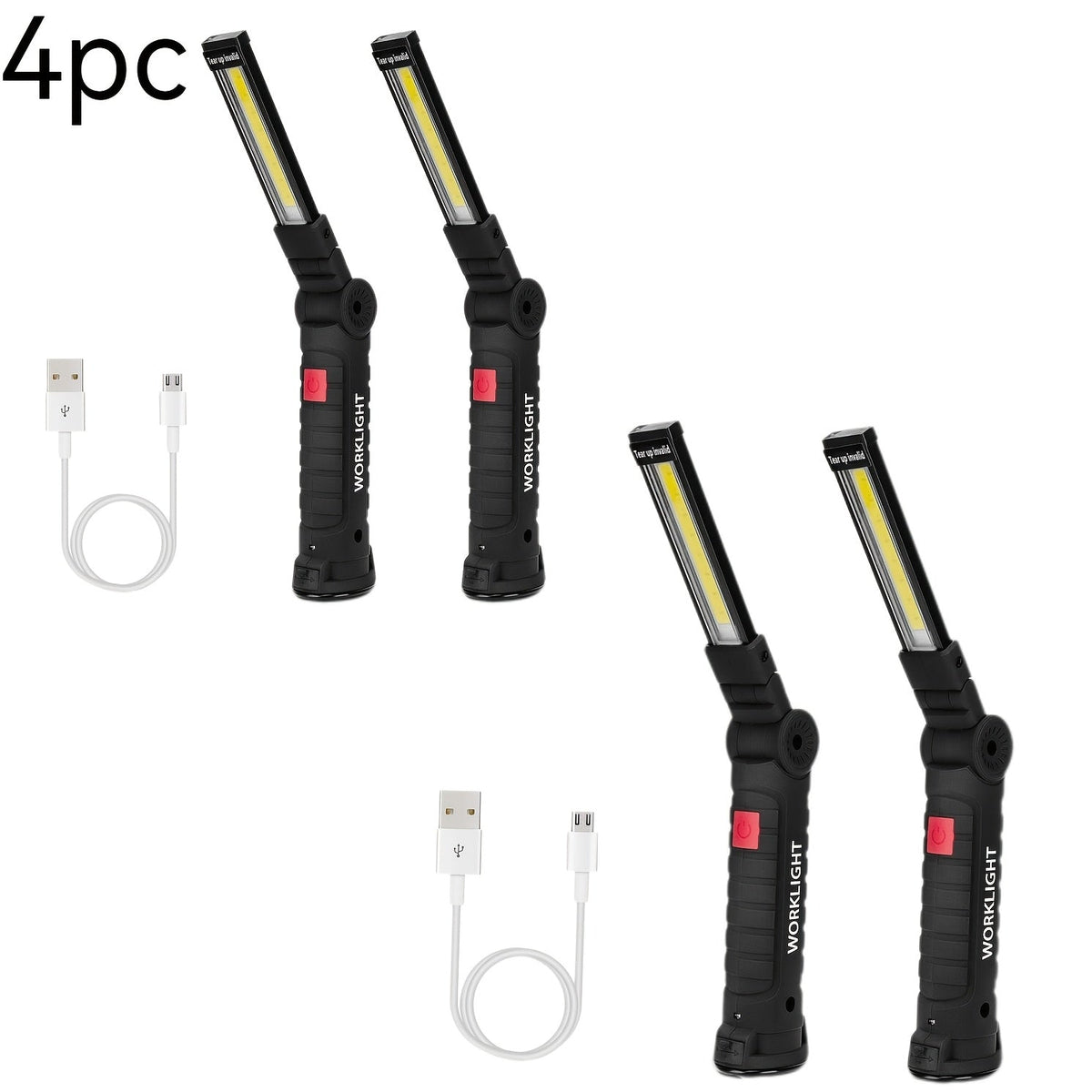 COB LED Rechargeable Work Lights – Portable Hanging Work Lamp with Built-In Battery for Camping, Yard, Party & Vehicle Maintenance, 2/4/6/8/10 Pack Options, Black & Khaki