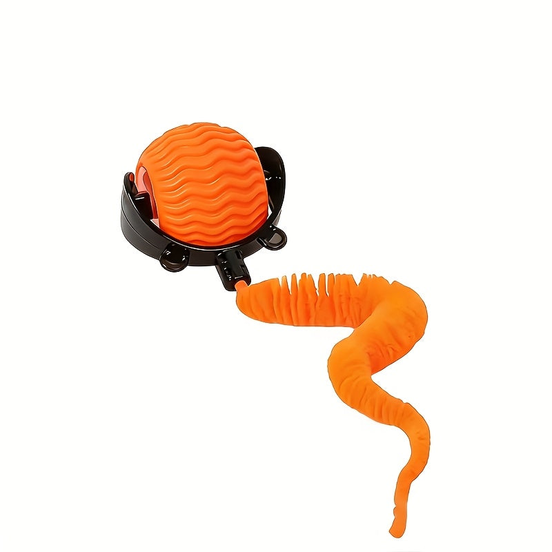 Automatic Moving Ball Cat Toy 360 Rolling Interactive Indoor Cat Toy with Tail Dual Speed Adjustment Boredom Buster for Indoor Cats Blue Orange
