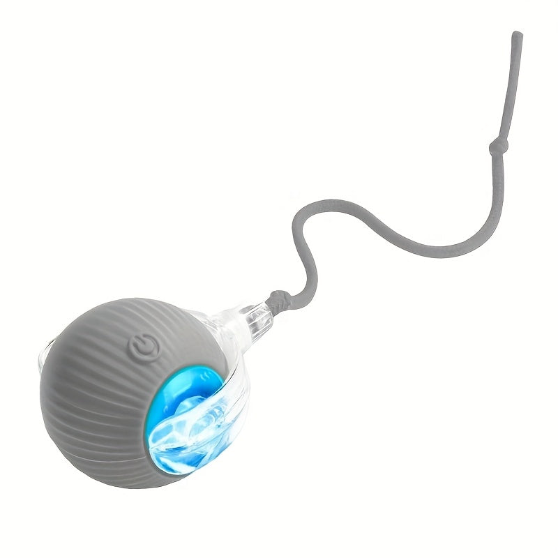 Electric Cat Toy Ball with Tail Rope - USB Rechargeable Self-Moving Rolling Robot Mouse for Indoor Cats & Kittens, Automatic Interactive Hunting Toy for All Cat Breeds, Boredom Buster Pet Gift