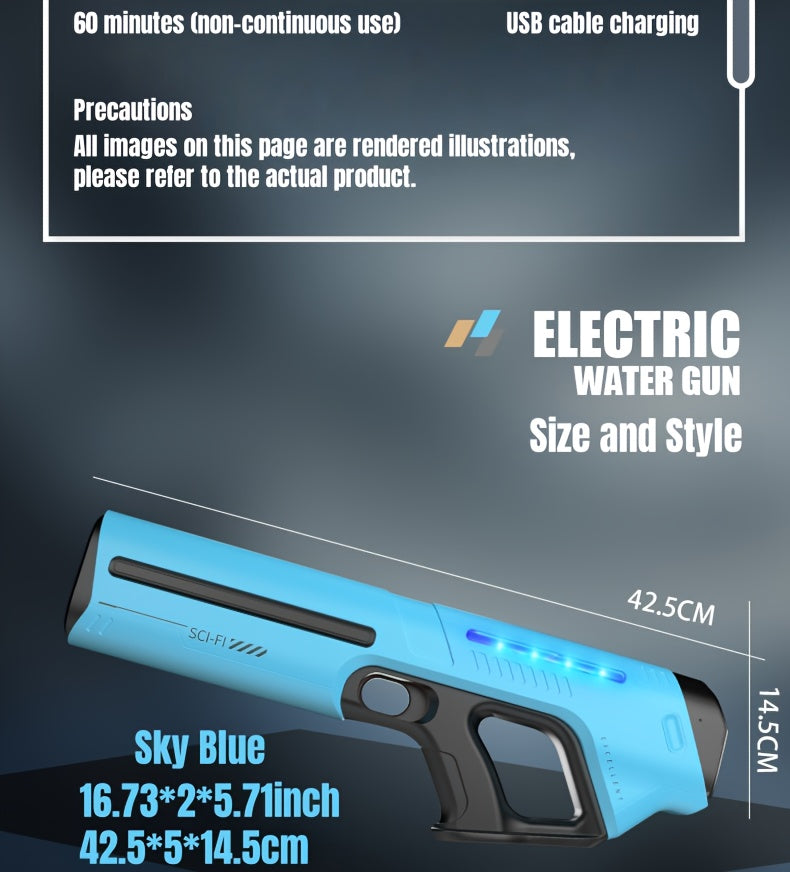 Electric Water Gun Auto-Fill with LED Pulse Light – 40ft Long Range Rapid-Fire Squirt Gun, USB Rechargeable 240-Shot Tank, Water Blaster for Kids & Adults, Pool Beach Backyard Summer Fun