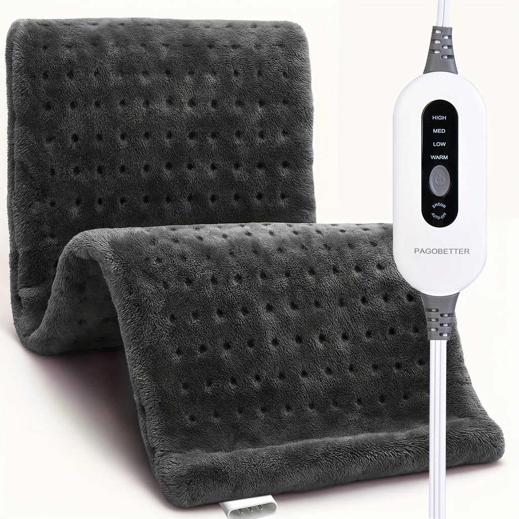 Electric Heating Pad for Back Pain Relief 12x24in – 130W Fast Heat to 150°F, 2X Thicker Plush Flannel, 4 Heat Settings, Auto Shut-Off, Machine Washable, Dry & Moist Heat Therapy for Neck Shoulders Abdomen Legs, Gift for Women Men Mom Dad