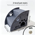 Felt Pet Stair Ramp with Cat Teaser Toy Bundle - Gentle Slope Non-Slip Cat Steps for Sofa & Bed Access, 3-in-1 Multifunctional Design, 3 Sizes (Small/Medium/Large) for Cats & Small Dogs
