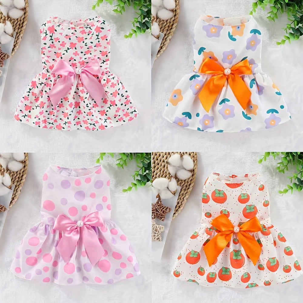 Dog Dress 2-Piece Set Spring & Summer Floral Pet Outfit – Cute Lightweight Dress for Small & Medium Dogs and Cats, XS to XXL Daily Wear, Adorable Girly Pet Clothes Gift for Dog Lovers