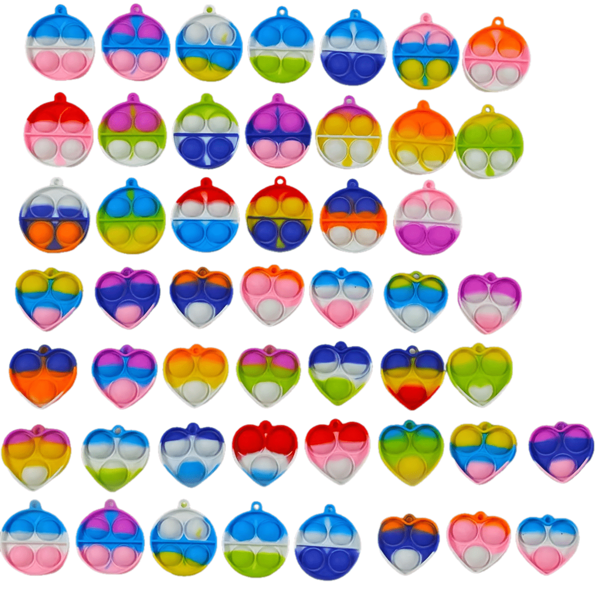 Bulk Sensory Fidget Keychain Party Favors for Kids - 24 / 50 / 90pcs Multicolor Keychains with Hanging Loop, Goodie Bag Fillers, Birthday Party Prizes, Classroom Rewards & Halloween Treat Bag Stuffers