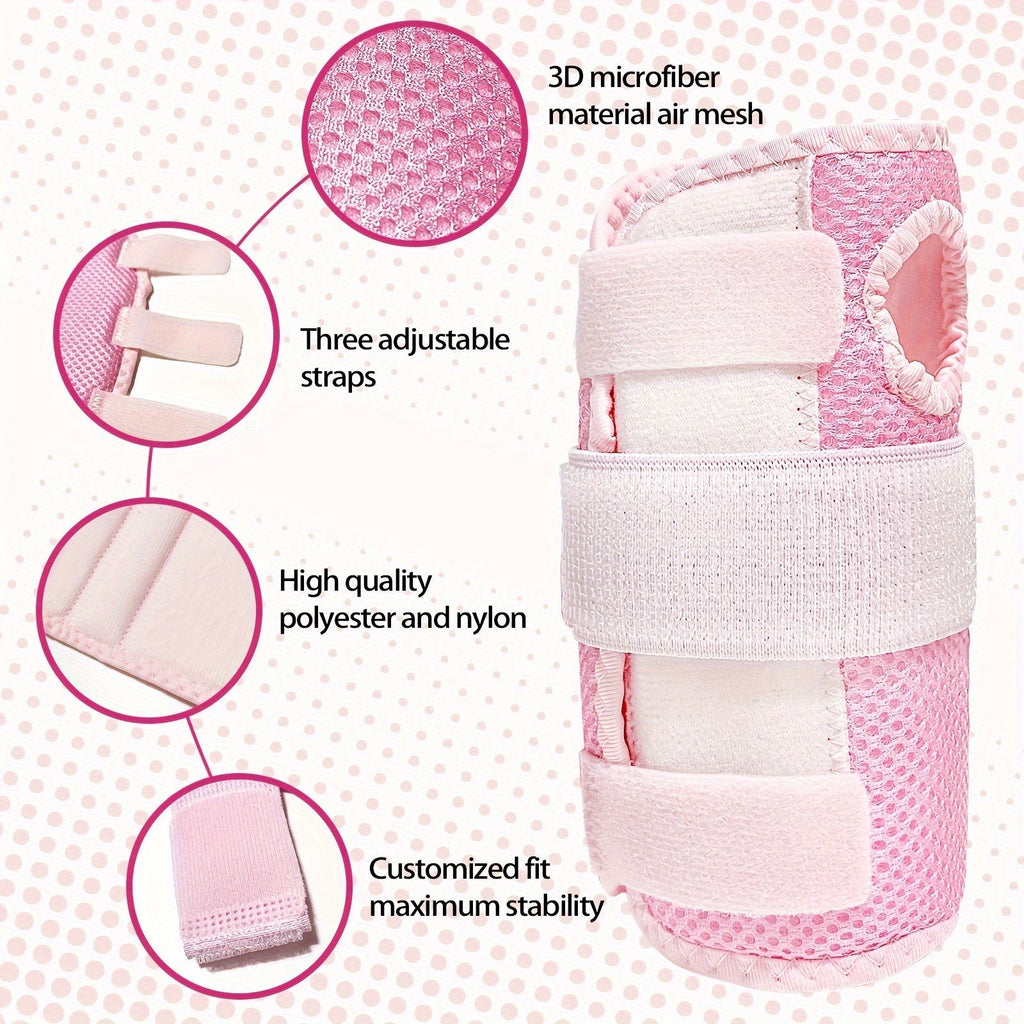Wrist Brace with Dual Plate Triple Fixation Support - Breathable Adjustable Compression Splint for Sports, Carpal Tunnel, Tendonitis Relief, 1 Pair Pink Blue Beige