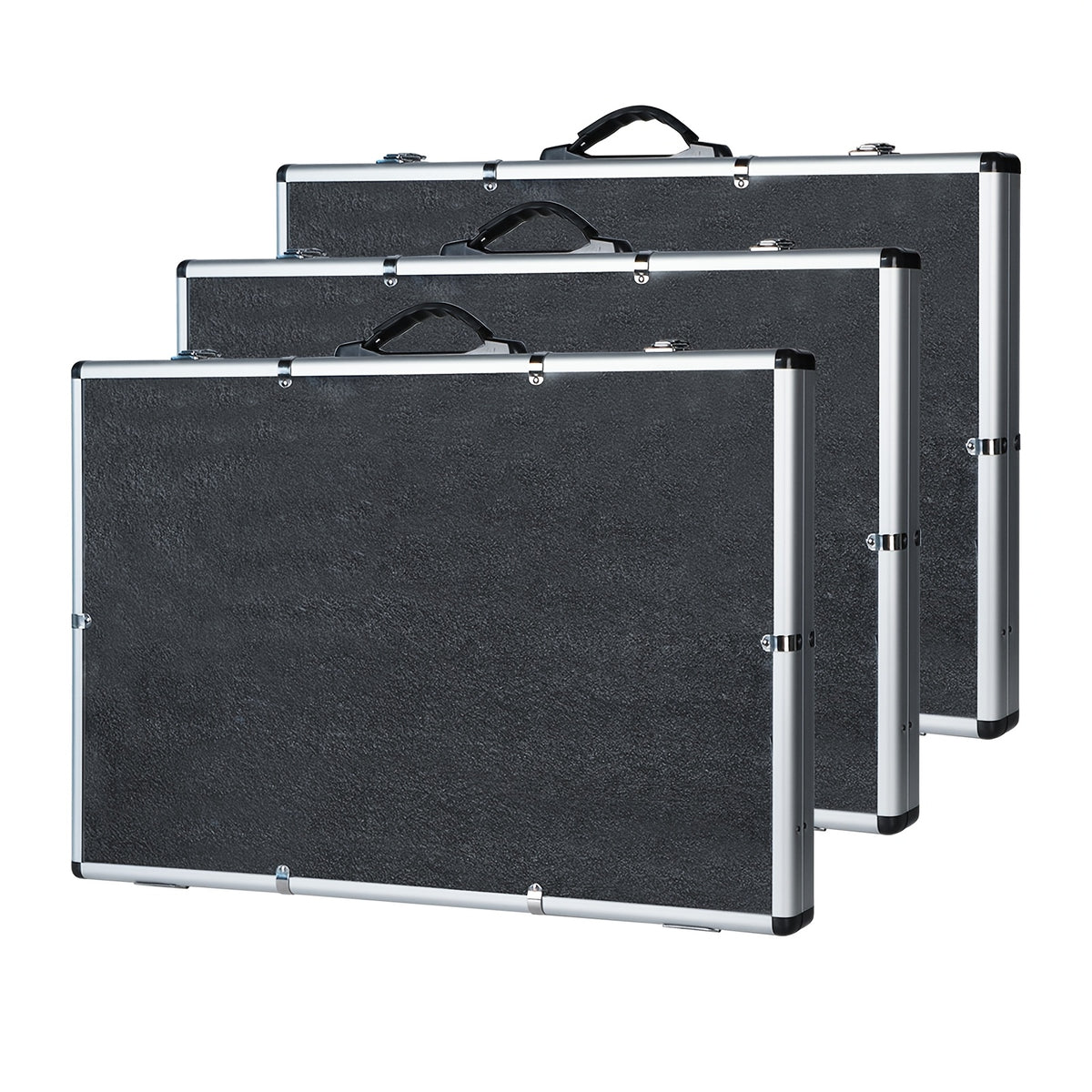 Aluminum Trading Card Display Case, Lockable Portable Collector Showcase Box with Carry Handle for Pokemon MTG Sports Cards Pins Jewelry Photos Collectibles, Silver Black