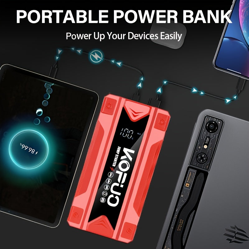 Portable Car Jump Starter with Air Compressor 20000A Peak 7-in-1 Battery Booster Pack with 150PSI Tire Inflator, Power Bank, LED Light & LCD Display – 12V Emergency Roadside Kit for Car SUV Truck