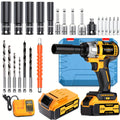 21V Brushless Cordless Impact Wrench & Drill Set – 4000mAh Li-ion Battery, Toolbox, Charger & Socket Accessories for Automotive, Home & Industrial Use