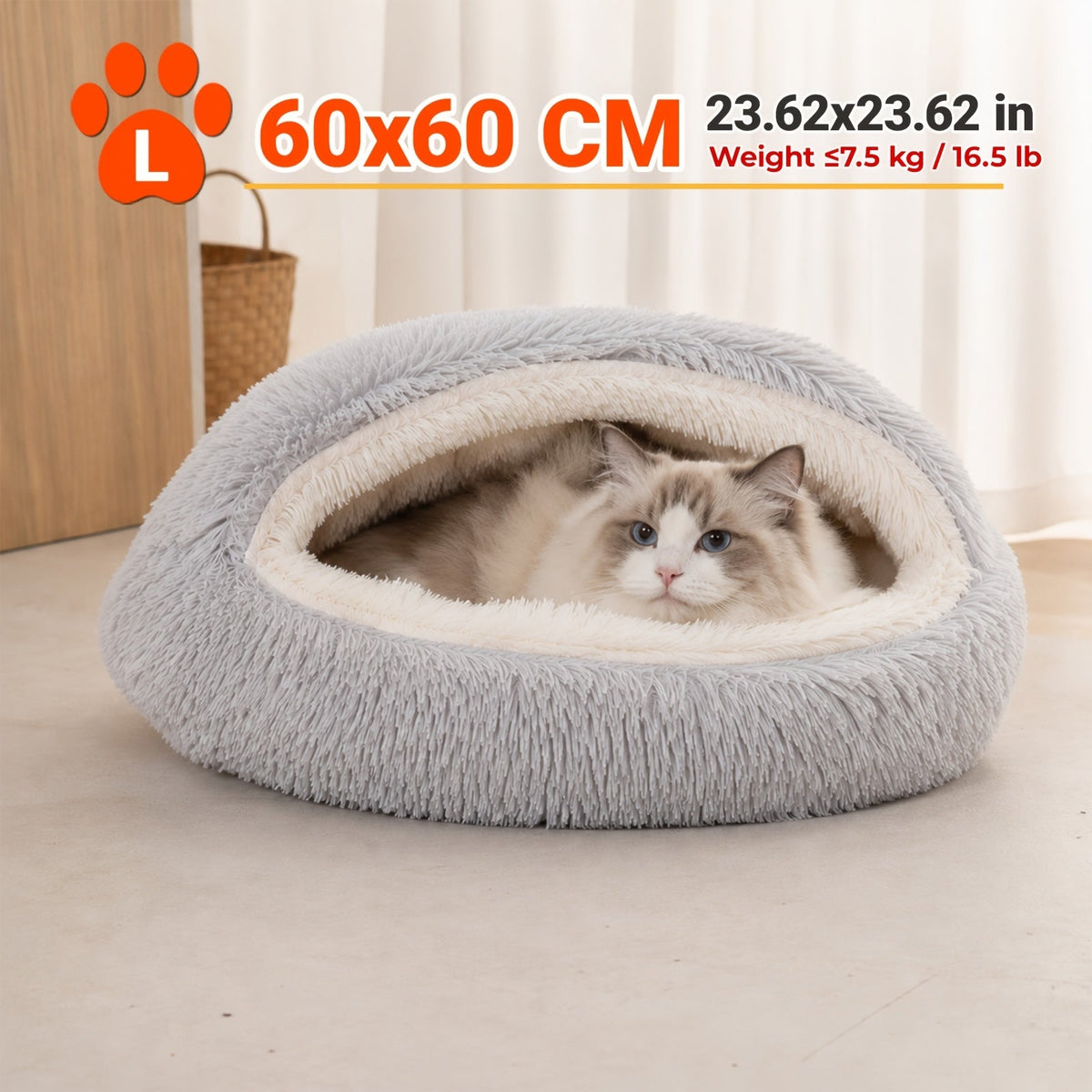 Shell Shaped Pet Bed Semi-Enclosed Warming Nest – Upgraded Thickened Version 2.0 with Soft PP Sponge & Oxford Fabric, Cozy Winter Dog House for Cats & Puppies, Small Medium Large Indoor Pet Cave Bed