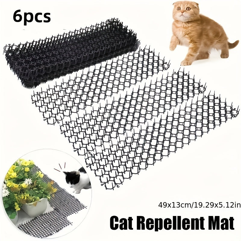 6-Pack Garden Cat Deterrent Spike Mats – Plastic Spiked Strips to Keep Cats & Dogs Out of Garden Beds, Protect Plants from Digging, Humane Outdoor Pet Repellent Mats for Yard Lawn Flower Beds
