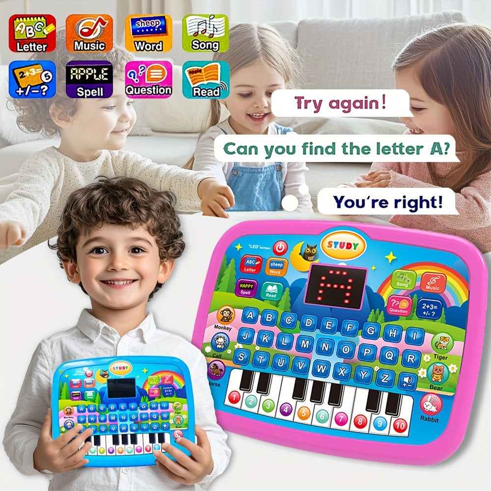 Multifunctional Educational Learning Machine for Toddlers, English Alphabet Numbers Music Animal Sounds Piano Keys Early Learning Toy, Interactive Bilingual Teaching Tablet for Kids Age 1-5, Best Birthday Gift