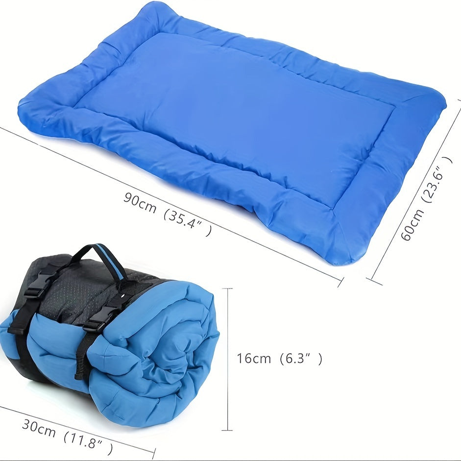 Portable Camping Dog Bed for Small Medium Large Dogs – Moisture-Resistant Thick Foldable Outdoor Pet Mat with Carry Handles, Durable Polyester Travel Dog Bed for Camping Hiking Home Use