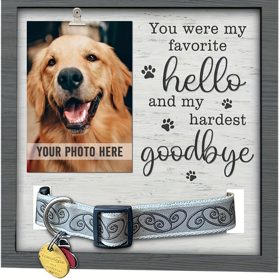 Pet Loss Memorial Wooden Picture Frame with Collar Holder – My Hardest Goodbye Dog & Cat Sympathy Gift, 9x9 Inch Photo Frame Keepsake for Loss of Dog or Cat, 3 Designs Available
