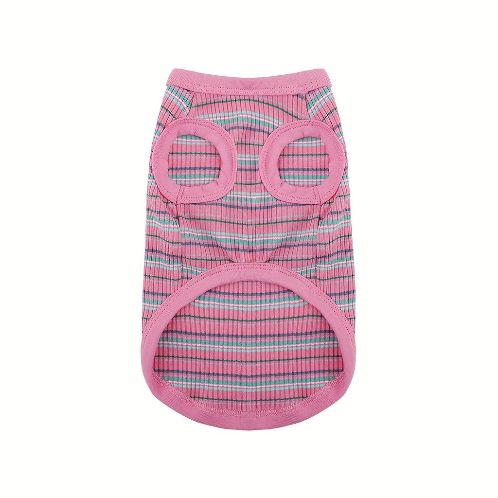 Soft Ribbed Striped Dog Tank Top Vest for Small Dogs - Lightweight Breathable Pullover Dog Shirt for XS to XXL Breeds, Cute Dog Clothes in 11 Colors for Chihuahua Yorkie Pomeranian Daily Wear