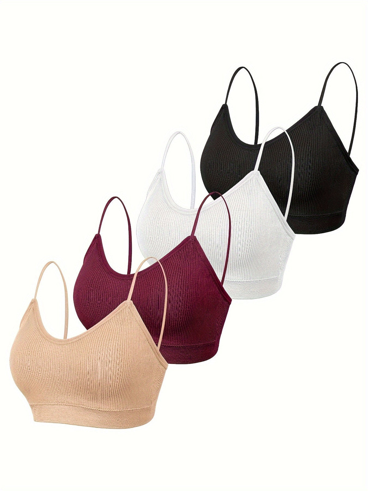 4 Pack Women's Wireless Bralettes with Removable Padding – Soft Breathable Seamless Bra Set for Yoga Lounge Sleep & Everyday Wear, Sizes S-XL in Multiple Colors