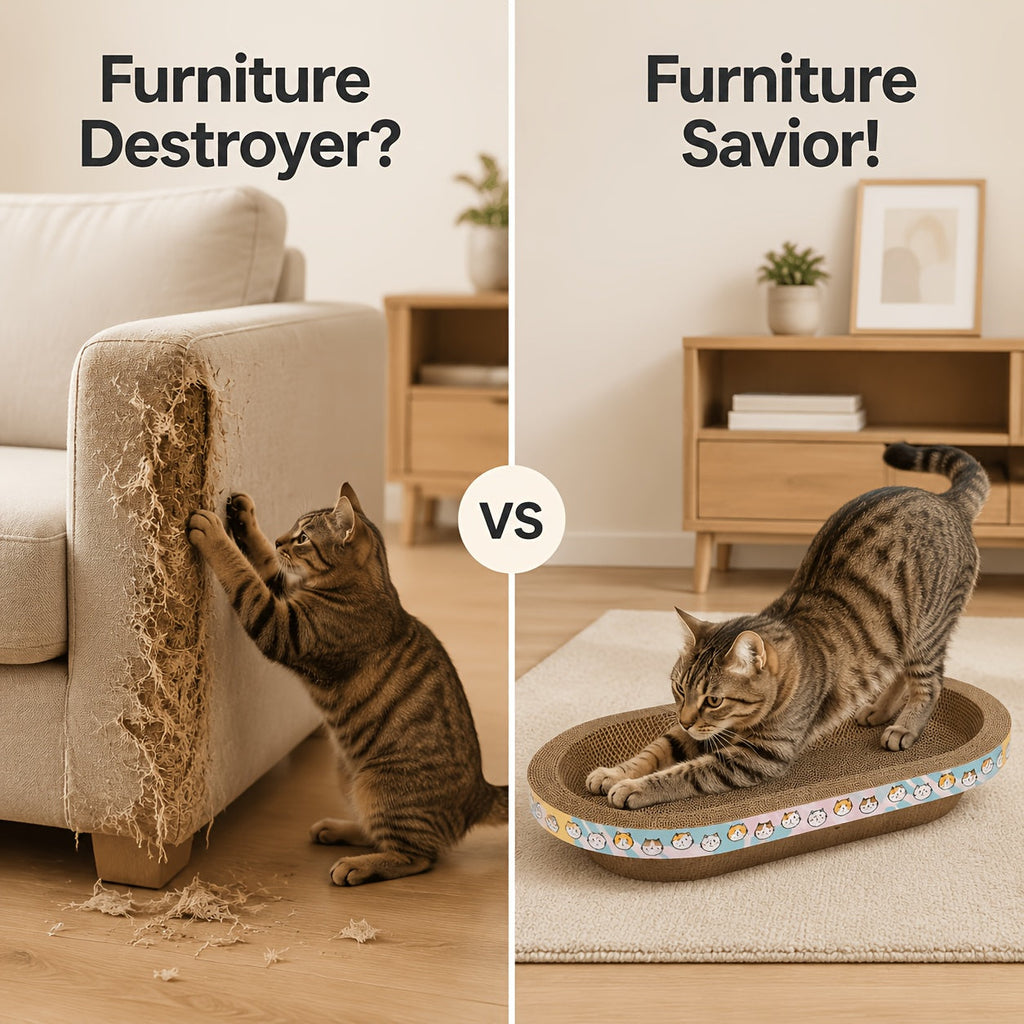 Large Oval Cat Scratcher with Spacious Sitting Area - Durable Scratch, Nap & Play Pad for Small Medium Large Cats & Multi-Cat Families, Satisfies Natural Scratching Instinct, Everyday Use, Pink
