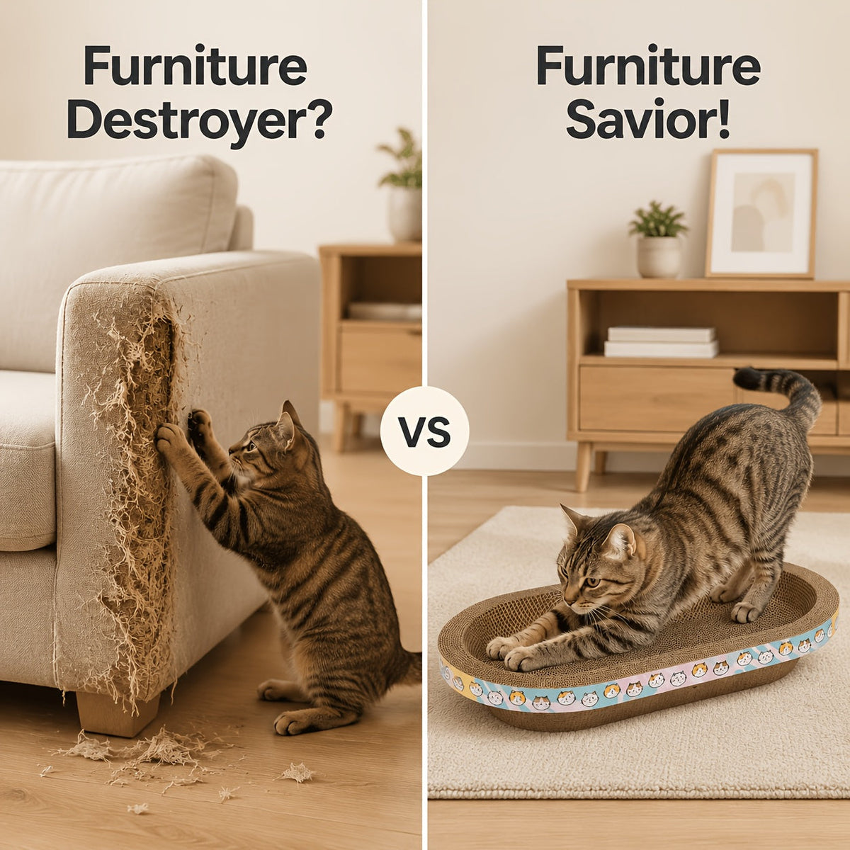Large Oval Cat Scratcher with Spacious Sitting Area - Durable Scratch, Nap & Play Pad for Small Medium Large Cats & Multi-Cat Families, Satisfies Natural Scratching Instinct, Everyday Use, Pink