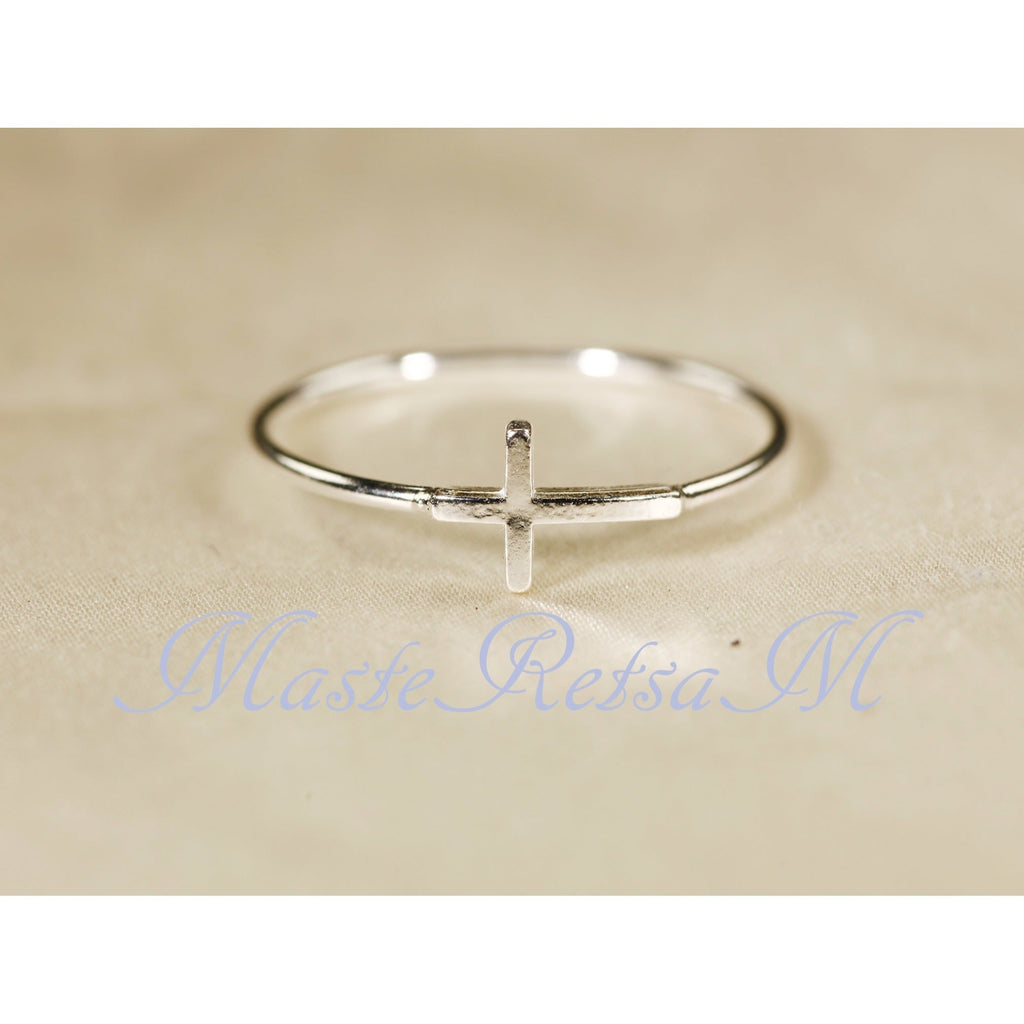 Handmade 925 Sterling Silver Cross Ring Christian Faith Jewelry US Standard Sizes Artisan Crafted Thin Band Daily Wear Religious Gift