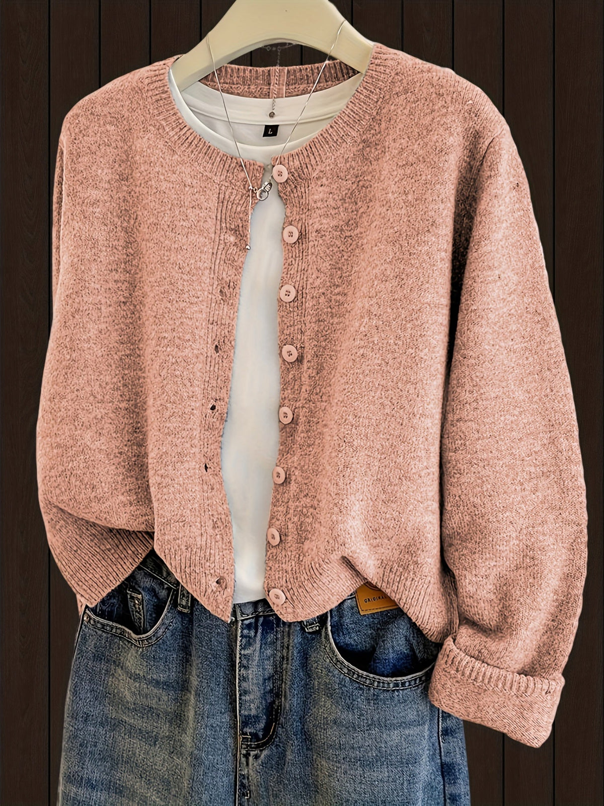 Women's Open Front Cardigan Sweater Button Closure Long Sleeve Knit Soft Cozy Casual Versatile Outerwear Fall Winter Fashion Jacket