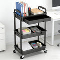 Rolling Storage Cart 3-Tier & 4-Tier with Drawer & Lockable Wheels Multifunctional Plastic Shelf Organizer for Kitchen Bathroom Living Room Office – 7 Colors