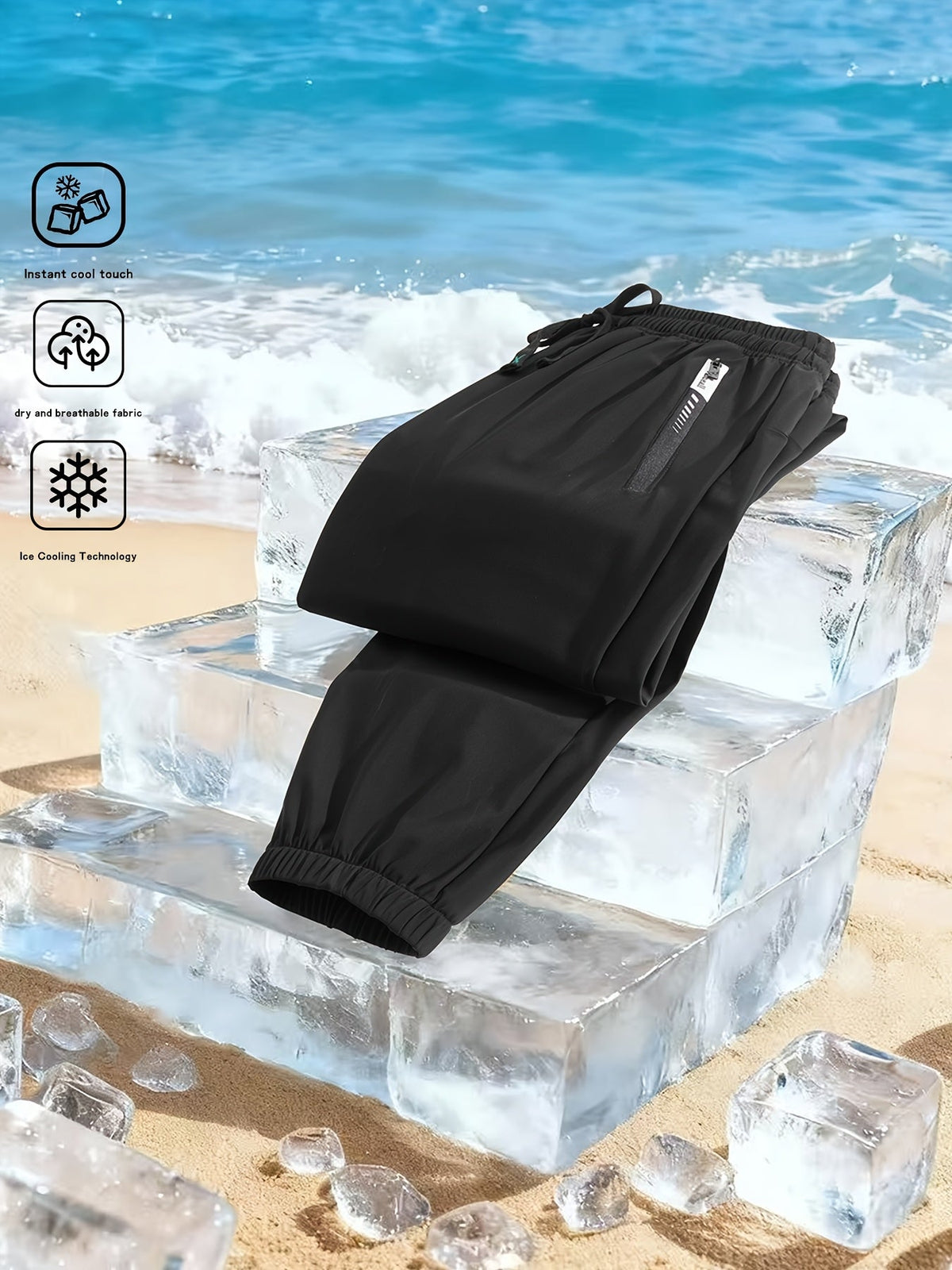 Women's Quick-Dry Ice-Feel Ankle Pants – Cooling Technology Breathable Elastic Waist Drawstring Summer Pants for Outdoor & Casual Wear
