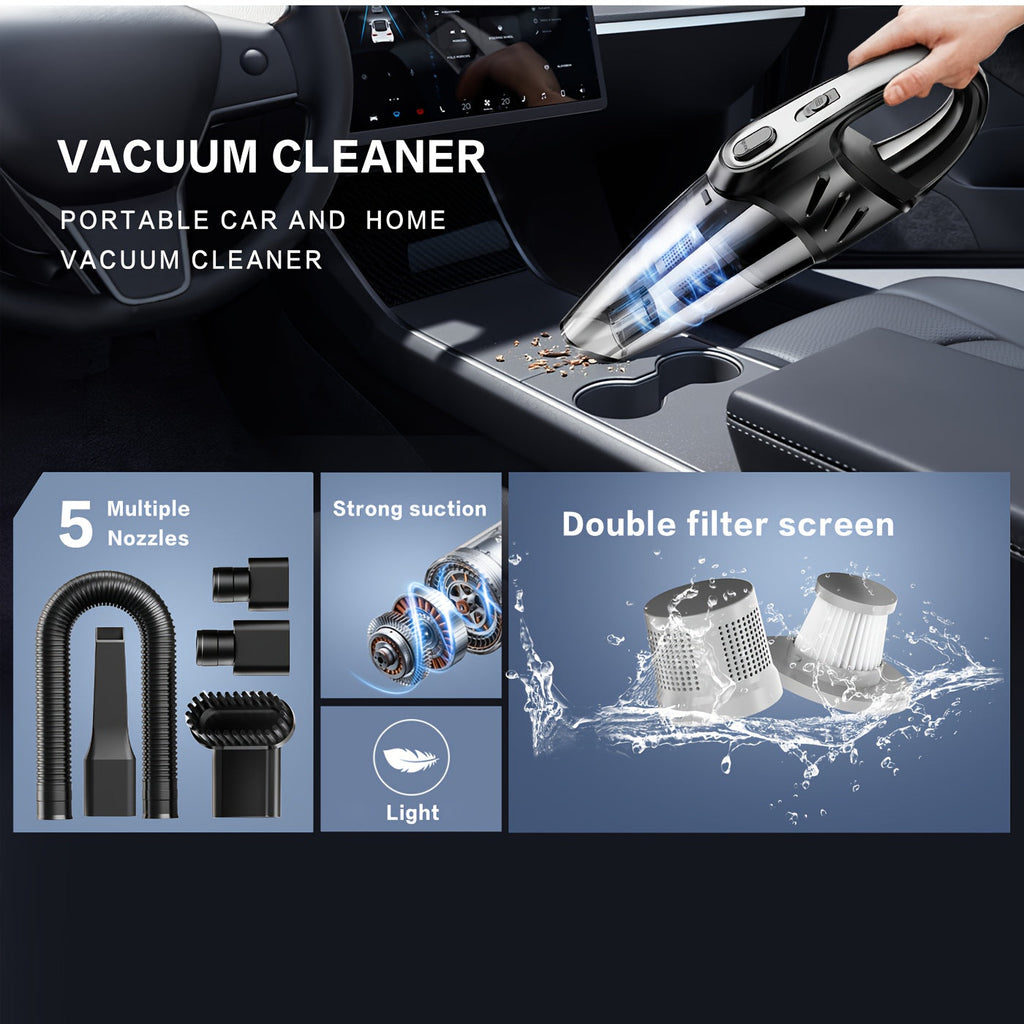 Cordless Car Vacuum Cleaner 6000PA High-Power Suction, 2000mAh Rechargeable Handheld Vacuum with 5 Accessories, Quiet Motor for Car Interior, Home & Pet Hair – Pink Women's Gift