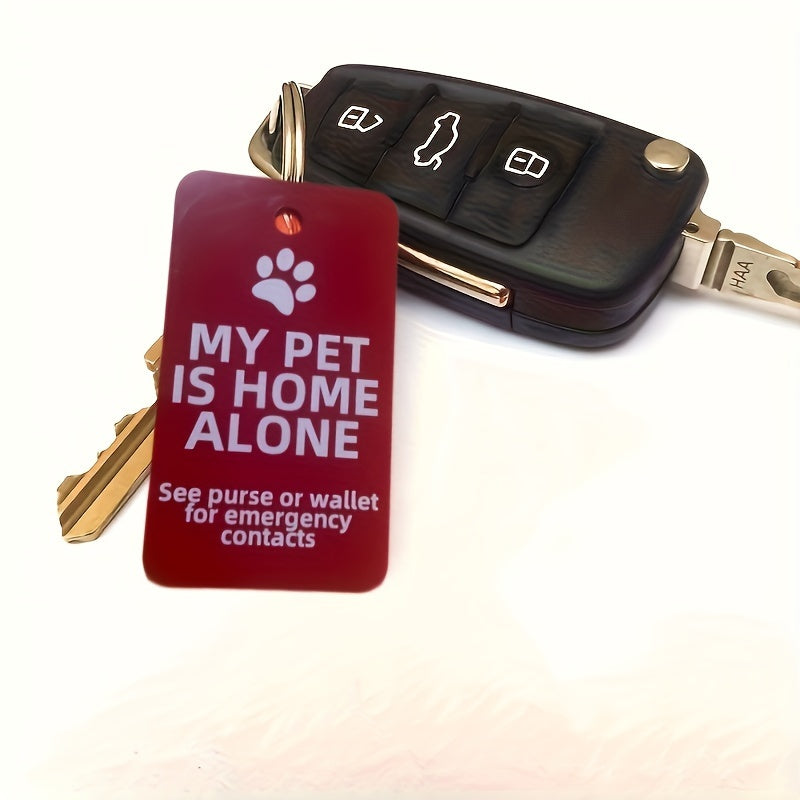 Pet Emergency Alert Card My Pet Is Home Alone Acrylic Keychain Set with Vet and Contact Fields Safety ID Card for Solo Pet Owners Elderly and Outdoor Enthusiasts