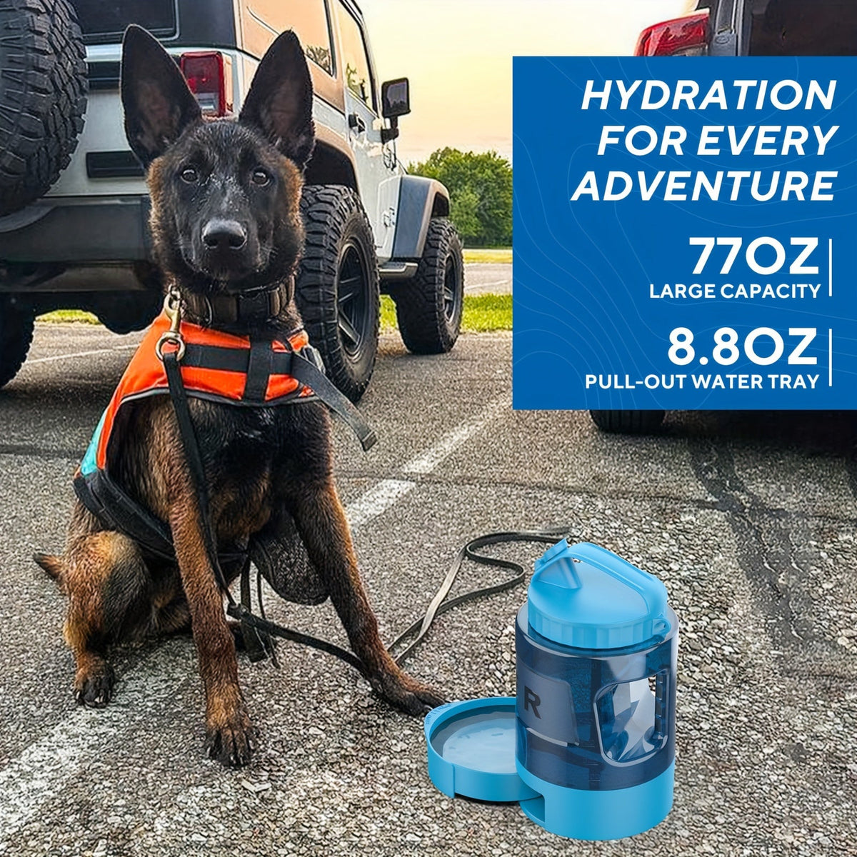 Dog Travel Water Bottle 74oz Large Capacity - Portable Pet Water Bottle with Detachable Drinking Bowl, Leak-Proof Design for Hiking Camping Dog Park, Suitable for Large Medium Small Dogs Outdoor Adventures