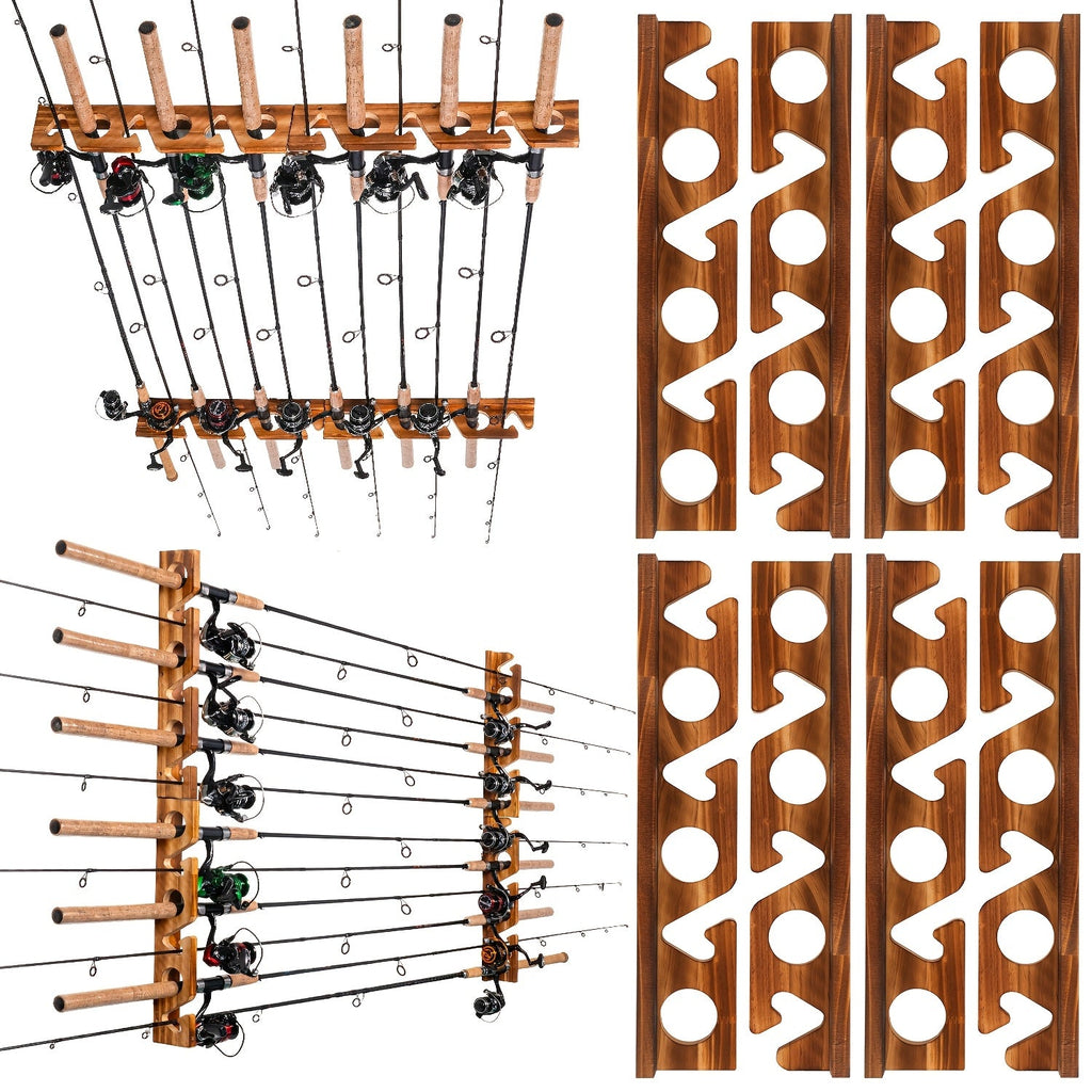Fishing Rod Holder Wall & Ceiling Mount Rack – Space-Saving Garage Storage Organizer for 6, 12, 16 or 24 Fishing Poles, Fishing Gear Equipment Organizer Gift for Men & Women