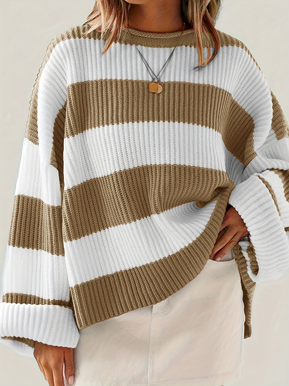 Women's Loose V-Neck Off-Shoulder Pullover Sweater Casual Lazy Style Knit Top Green Black Grey Navy Purple Linen S M L XL XXL