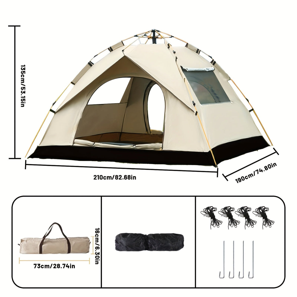 Automatic Instant Setup Camping Tent 1-4 Person All-Season Windproof Lightweight Tent with Dual Doors & Mesh Windows for Camping Hiking Travel – Durable Portable Outdoor Shelter