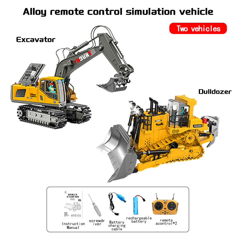 2.4G RC Engineering Vehicle Set - Remote Control Excavator Dump Truck Bulldozer Construction Toys, 13-Channel High-Tech Alloy Plastic Build Kit, 3-in-1 or 2-in-1 Options | Best Gift for Boys Kids Adults