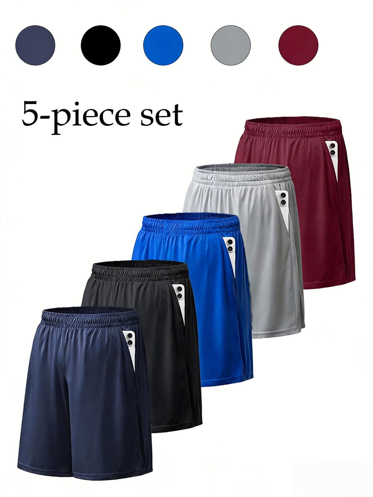 5 Pack Men's Quick Dry Mesh Shorts - Micro Stretch Elastic Waistband Drawstring Athletic Gym Running Workout Shorts, Breathable Casual Sport Bottoms for Men, Sizes S-XXXL Multiple Colors