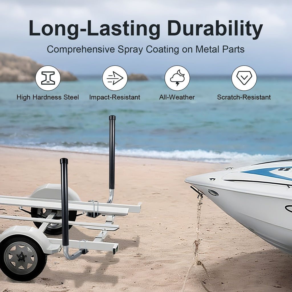 Adjustable Boat Trailer Guide Poles 31"-60" L-Shaped Galvanized Stainless Steel with Black PVC Pipes - Trailer Guide Ons for Ski Boat, Fishing Boat & Sailboat Trailer